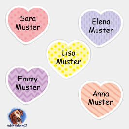 Namensaufkleber Kleine Herzen 2 | Form - Aufkleber Sticker
