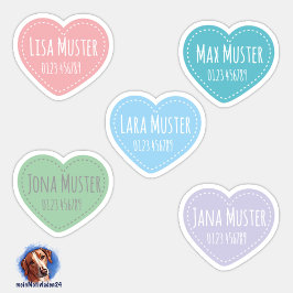 Namensaufkleber Kleine Herzen | Form - Aufkleber Sticker