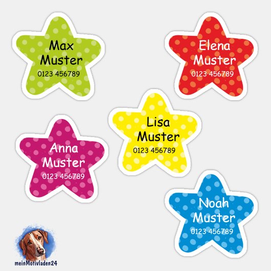Namensaufkleber Kleine Sterne | Form - Aufkleber Sticker