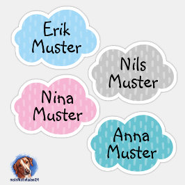 Namensaufkleber Kleine Wolken | Form - Sticker