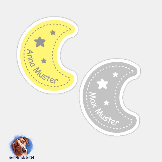 Namensaufkleber Kleiner Mond | 24 Form - Aufkleber Sticker