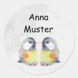 Namensaufkleber -  Kohlmeise Aquarell |  Ronde Sticker