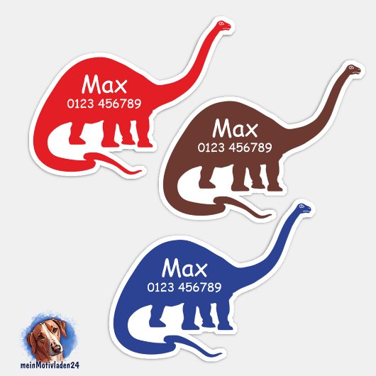 Namensaufkleber Langhals Dino 2 | Form - Aufkleber Sticker