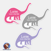 Namensaufkleber Langhals Dino 3 | Form - Aufkleber Sticker