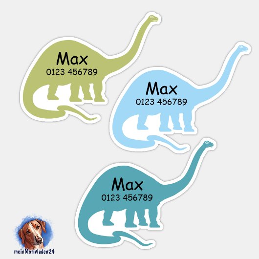Namensaufkleber Langhals Dino | Kontur - Aufkleber Sticker