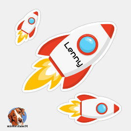 Namensaufkleber Rakete | Form - Aufkleber Sticker