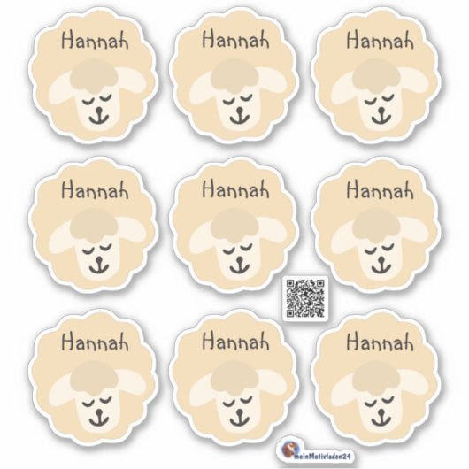 Namensaufkleber Schäfchen - beige | 9 Form - Sticker (Voorkant)