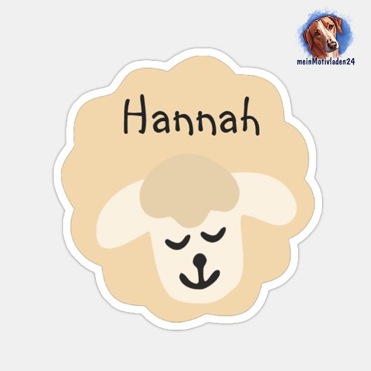 Namensaufkleber Schäfchen - beige | 9 Form -  Sticker
