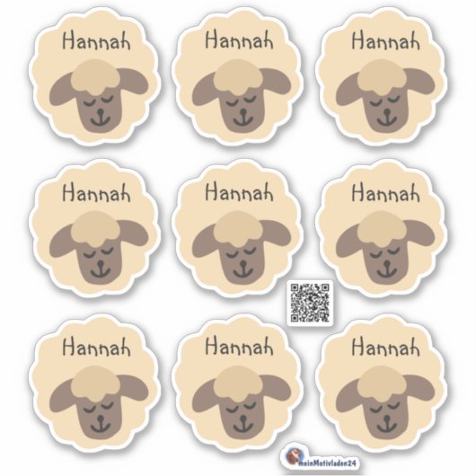 Namensaufkleber Schäfchen - beige braun | 9 Form - Sticker (Voorkant)