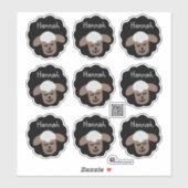 Namensaufkleber Schäfchen - schwarz braun | Form - Sticker (Vel)