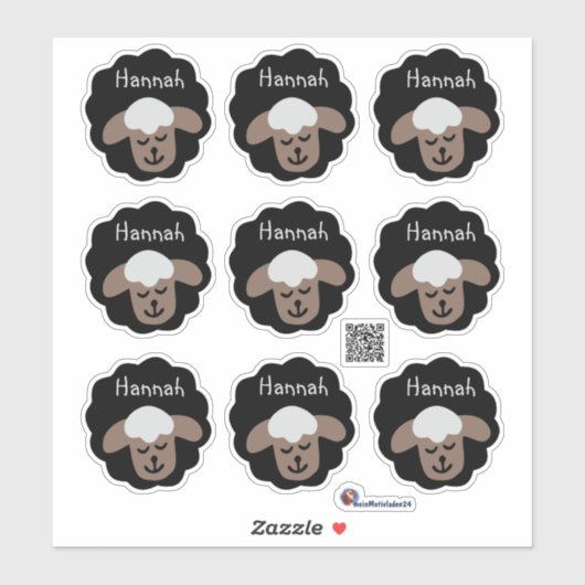 Namensaufkleber Schäfchen - schwarz braun | Form - Sticker (Vel)