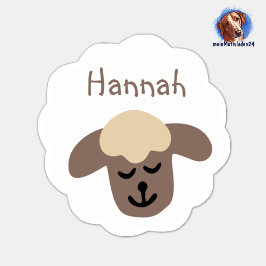 Namensaufkleber Schäfchen - weiß braun | 9 Form - Sticker