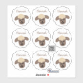 Namensaufkleber Schäfchen - weiß braun | 9 Form - Sticker (Vel)