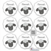 Namensaufkleber Schäfchen - weiß schwarz| 9 Form - Sticker (Voorkant)