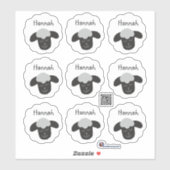 Namensaufkleber Schäfchen - weiß schwarz| 9 Form - Sticker (Vel)