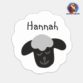 Namensaufkleber Schäfchen - weiß schwarz| 9 Form - Sticker