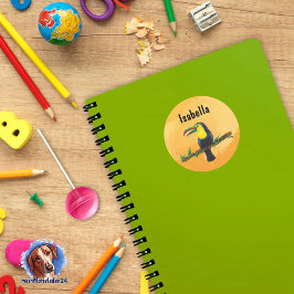 Namensaufkleber sinaasappel - Tucan Aquarell-Desig Ronde Sticker