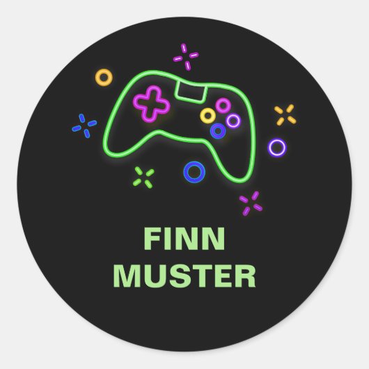 Namensaufkleber - Spielecontroller Ronde Sticker (Voorkant)