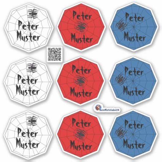 Namensaufkleber Spinne mit Netz | 9 Kontur - Sticker (Voorkant)