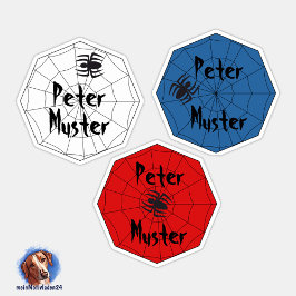 Namensaufkleber Spinne mit Netz | 9 Kontur - Sticker