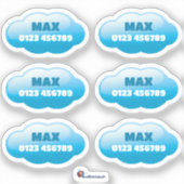 Namensaufkleber Wolken | 6 Form - Sticker (Voorkant)