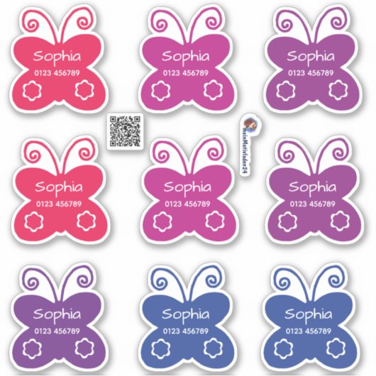 Namenssticker Schmetterlinge | 9 Form - Aufkleber Sticker (Voorkant)