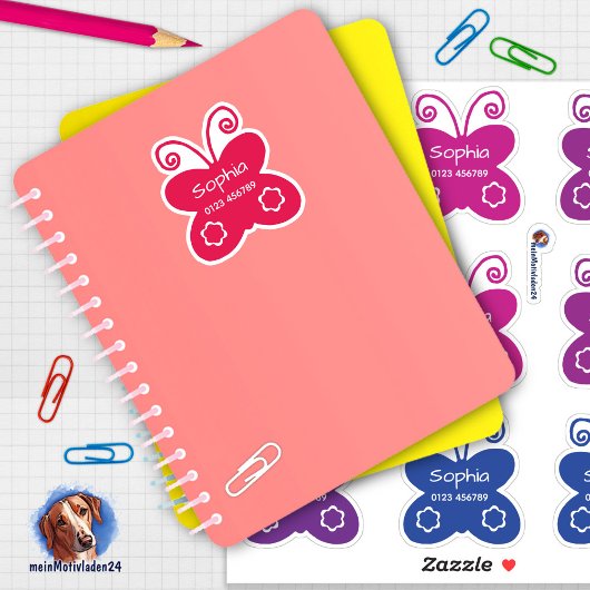 Namenssticker Schmetterlinge | 9 Form - Aufkleber Sticker