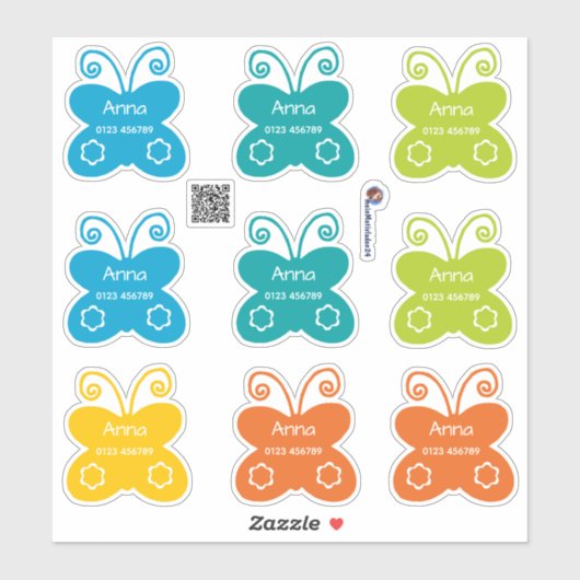 Namenssticker Schmetterlinge | 9 Form - Aufkleber Sticker (Vel)