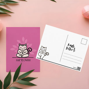 NaMEOWste Schattigee kat in een yoga mediterende p Briefkaart