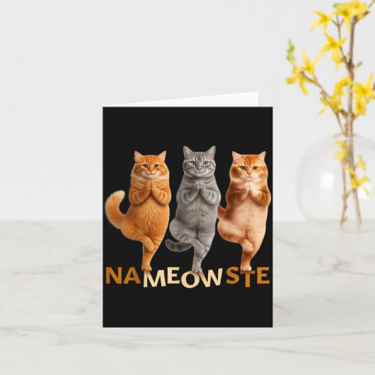 Nameowste Yoga Cat  Kaart (Gele Bloem)