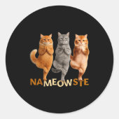 Nameowste Yoga Cat  Ronde Sticker (Voorkant)