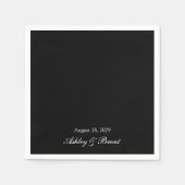 Names and Wedding Date Black and White Servet (Voorkant)