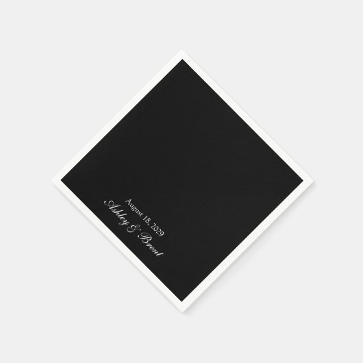 Names and Wedding Date Black and White Servet (Hoek)