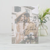 Names calligrafie white 4 foto all in one bruiloft kaart (Staand voorkant)