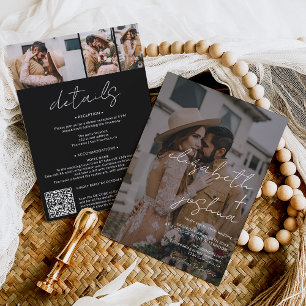 Names calligrafie zwart 4 foto allemaal op één bru kaart