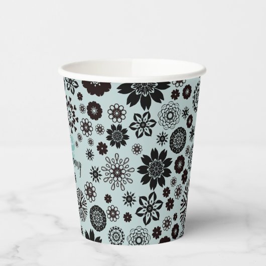  Names Cute Sage Green Floral Pattern Papieren Bekers (Links)