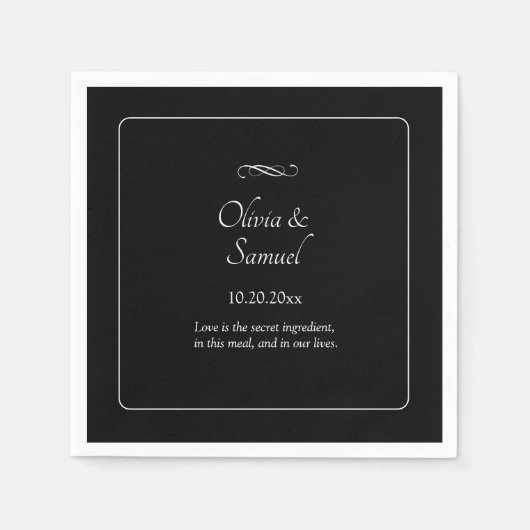 Names Date Message Black White Infinity Cocktail Servet (Voorkant)