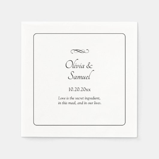 Names Date Message Black White Infinity Cocktail Servet (Voorkant)