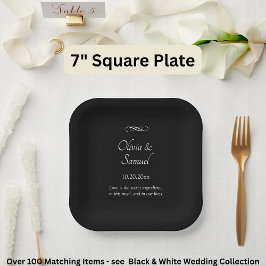 Names Date Message Black White Infinity Scroll, 7" Papieren Bordje