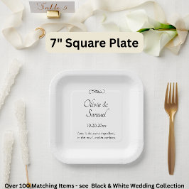 Names Date Message Black White Infinity Scroll, 7" Papieren Bordje