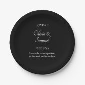 Names Date Message Black White Infinity Scroll, 7" Papieren Bordje (Voorkant)