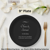 Names Date Message Black White Infinity Scroll, 9" Papieren Bordje