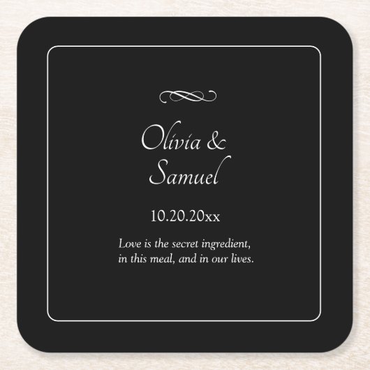 Names Date Message Black White Infinity Scroll,  Kartonnen Onderzetters (Voorkant)