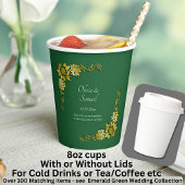 Names Date Message Emerald Green & Gold 8oz Papieren Bekers