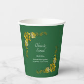 Names Date Message Emerald Green & Gold 8oz Papieren Bekers (Voorkant)
