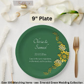 Names Date Message Emerald Green & Gold 9" Papieren Bordje