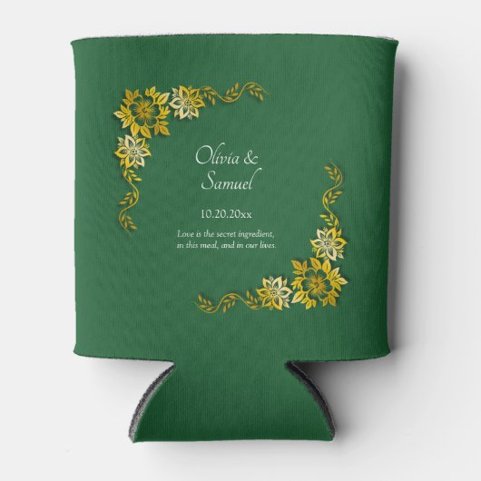 Names Date Message Emerald Green & Gold  Blikjeskoeler (Voorkant)