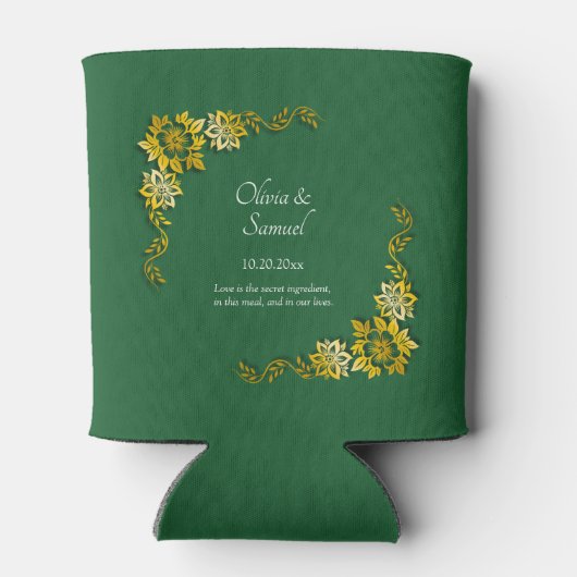 Names Date Message Emerald Green & Gold Blikjeskoeler (Achterkant)