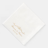 Names Date Modern Elegant Gold Script Wedding Servet (Hoek)