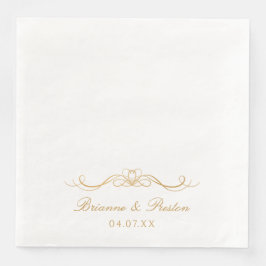 Names Date Modern Elegant Gold Script Wedding Servet